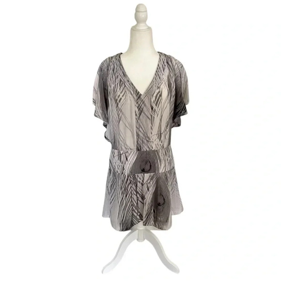 Anthropologie Leifsdottir Silk Peacock Feather Print Dress - Picture 1 of 4